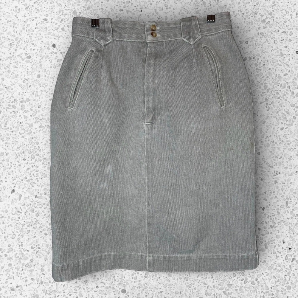 Vintage Banana Republic Safari & Travel Twill Denim Skirt Gray size 10